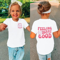 Рубашка с коротким рукавом и буквенным принтом для маленьких девочек