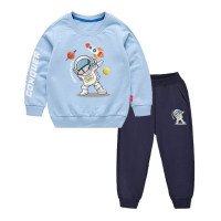 Детский спортивный костюм для мальчиков и девочек, модная кофта с длинным рукавом и спортивные штаны с принтом астронавта и надписью, зима 2023