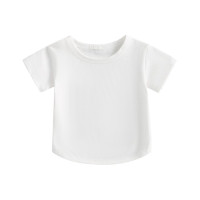 Модель 2023 года, Детская футболка для мальчиков и девочек, повседневный летний однотонный Свободный пуловер с круглым вырезом и коротким рукавом, рубашка для малышей