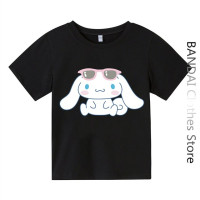 Футболка для девочек cinnamoroll с мультяшным принтом, повседневная Летняя женская футболка с коротким рукавом для девочек, детская одежда, футболка для мальчиков