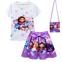 Детские комплекты одежды Gabby, костюм для кукольного домика, летняя футболка с коротким рукавом для девочек, юбка, сумка, украшение на день рождения, детская одежда