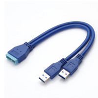 2 порта USB 3,0 A папа к 20-контактному разъему материнской платы папа Y-образный удлинитель адаптер USB Удлинительный кабель для ПК