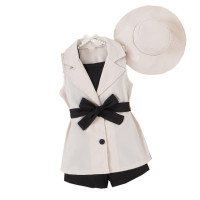 Женский летний костюм Prowow, блейзер без рукавов + черный топ и шорты