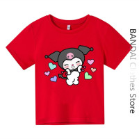 Футболки Hello Kitty Kuromi, детская одежда, модный топ для девочек, женская футболка с коротким рукавом и круглым вырезом, Повседневная летняя детская футболка, комплект топов