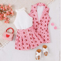 Женский комплект одежды Prowow, блейзер с отложным воротником, куртка на пуговицах, короткий топ и однотонные шорты с поясом, 4 предмета, детская одежда с шляпой