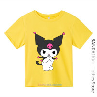 Детская футболка Kuromi, мультяшная футболка для девочек, Детская уличная одежда с коротким рукавом, пуловер, одежда для маленьких мальчиков, повседневные топы Sanrio