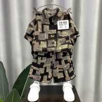 Комплекты одежды для мальчиков, лето 2023, детские модные рубашки и шорты, пляжный костюм для мальчика 2 шт., костюм детской одежды