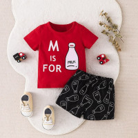 Летняя детская одежда, футболка для маленьких мальчиков + штаны, комплект из 2 предметов, детский мультяшный костюм с коротким рукавом, костюм для девочек ясельного возраста