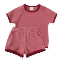 Комплект детской одежды для маленьких девочек и мальчиков, летний однотонный комплект для малышей, хлопковая футболка с коротким рукавом и шорты, комплект, детская повседневная одежда