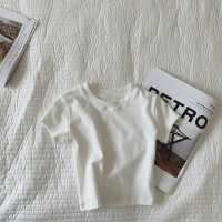 Летняя однотонная повседневная короткая футболка для девочек 2023