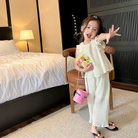 Детские комплекты в Корейском стиле, Милые простые повседневные тонкие широкие штаны без рукавов, Симпатичные мягкие крутые Тонкие штаны, лето 2023