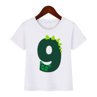 Футболка детская с динозавром, мультяшный подарок на день рождения, с цифрами, для мальчиков и девочек