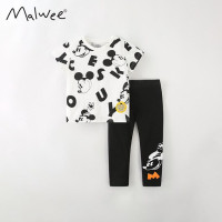 Летние комплекты для девочек из мультфильма Disney, летний топ с принтом + шорты, комплект одежды для девочек, детская одежда