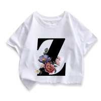 Летняя винтажная Детская футболка с цветами и буквами A B C D, Милая футболка, повседневная одежда в стиле Харадзюку, топы с коротким рукавом для мальчиков и девочек