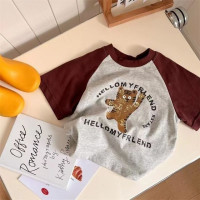 Футболка детская хлопковая с круглым вырезом и мультяшным принтом, 100%