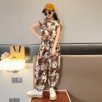 Одежда для девочек, одежда с цветочным узором для девочек, футболка + штаны, одежда для девочек, летние детские спортивные костюмы для девочек 6, 8, 10, 12, 14