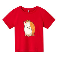 Футболка из 100% хлопка с круглым вырезом для мальчиков и девочек, с мультяшным принтом