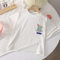 Летняя шелковая футболка с коротким рукавом и круглым вырезом для маленьких девочек и мальчиков