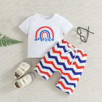 Летний топ с коротким рукавом для мальчиков, в полоску