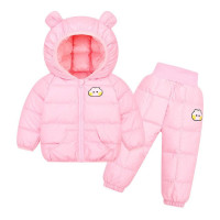 Детский Теплый зимний комплект одежды для мальчиков, пуховик с капюшоном и штаны, детский комбинезон, утепленный костюм