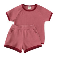 Детский летний комплект с коротким рукавом, детский однотонный комплект из двух предметов, повседневная оптовая продажа