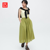 Uniqlo女裝抽褶長裙(夏季寬鬆輕薄 半身裙A字裙傘裙) 新品 456103