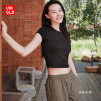 Uniqlo辣妹T女裝圓領短T恤高腰短袖修身打底多巴an 455762/462667