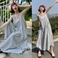 MZ原創/寬鬆休閒慵懶風oversize吊帶連身褲"女春夏條紋抱嬰袋闊腿褲