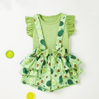 Повседневная футболка с коротким рукавом для маленьких девочек, топы с рисунком фруктов, набор из 2 предметов и наряды, роскошный подарочный набор