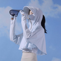 防曬衣女2023新款夏季薄大帽簷手套一體防護冰絲透氣鬥篷披肩外套