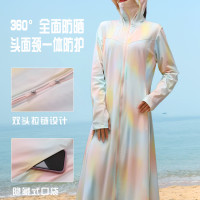 日本STELU抗UV原紗防曬衣女超長款涼感透氣大帽簷冰絲防曬服