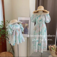 Детское летнее платье с цветочным принтом, для мамы и дочки