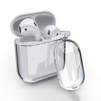 Чехол для наушников Apple AirPods 1/2 силиконовый твёрдый, прозрачный