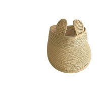 Шляпа с широкими полями для детей, соломенная Регулируемая шляпа от солнца, с милым дизайном кролика, летняя