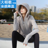 防曬衣女款2023新款夏季冰絲抗UV透氣大帽簷騎車戶外薄防曬服