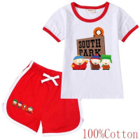 Футболка с анимацией S-South Park, Детская летняя футболка с коротким рукавом и шорты, комплект из двух предметов для девочек, домашняя повседневная одежда для мальчиков