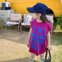 Летняя футболка с коротким рукавом для девочек, детский топ средней длины, детская модная стильная юбка без рукавов