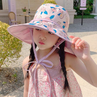 Детская уличная Солнцезащитная шляпа, летняя Солнцезащитная пляжная шляпа с большими полями, Панама с защитой от УФ-лучей, панамка для девочки, панама для малышей