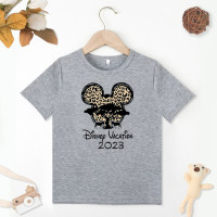 Футболка детская с принтом головы Микки Мауса и леопарда