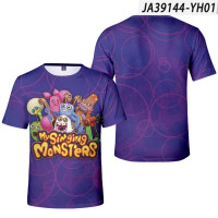 Футболка с коротким рукавом для мальчиков и девочек, объемная футболка с цифровым принтом «Мой пение монстров», подарок на день рождения