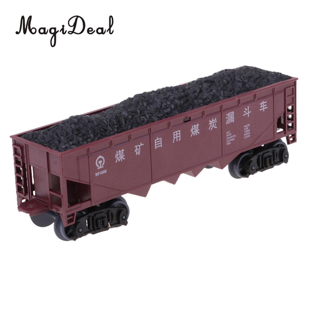 MagiDeal 1:87 Train Model Kids Toy Electric Track Train Freight Car Railroad Car Train Carriages Diecast Vehicle Compartment