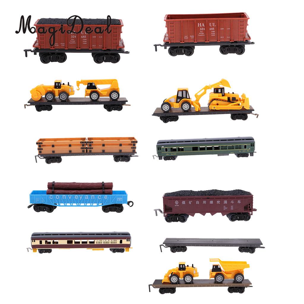 MagiDeal 1:87 Train Model Kids Toy Electric Track Train Freight Car Railroad Car Train Carriages Diecast Vehicle Compartment