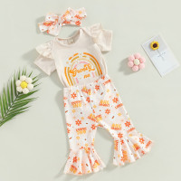 Комбинезон с коротким рукавом и принтом радуги, на возраст 0-18 месяцев