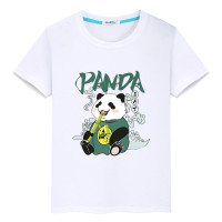 Футболка с мультипликационным принтом панды, 100% хлопок, высокое качество, мягкие футболки для мальчиков и девочек, Милая футболка, Повседневная футболка с коротким рукавом