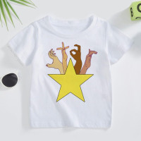 Футболка для мальчиков и девочек с принтом метеорита радужного цвета, Детская Милая футболка, летний модный новый топ с коротким рукавом