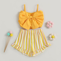 2 шт., детские шорты с бантом спереди, без рукавов, с оборками