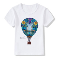 Новая футболка с цветными воздушными шариками для мальчиков и девочек, кавайная модная летняя футболка, повседневная одежда с принтом, детские белые топы