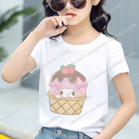 Детская футболка Sanrio Y2K, милая аниме футболка с принтом коричного торта, мультяшная повседневная одежда, детская одежда для девочек, футболки