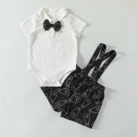 Новинка 2023, комплекты детской одежды, белые Дизайнерские повседневные комплекты из 2 предметов с коротким рукавом и отложным воротником и бантом для девочек