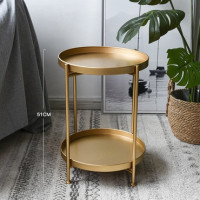 Простой железный двухслойный маленький чайный столик в скандинавском стиле, углы круглого журнального столика, гостиная, стандартный боковой столик
